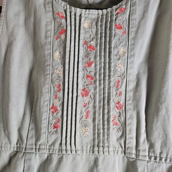 Vintage Christopher & Banks Dress with Jacket Green Embroidered Floral Size 10 - Picture 4 of 8